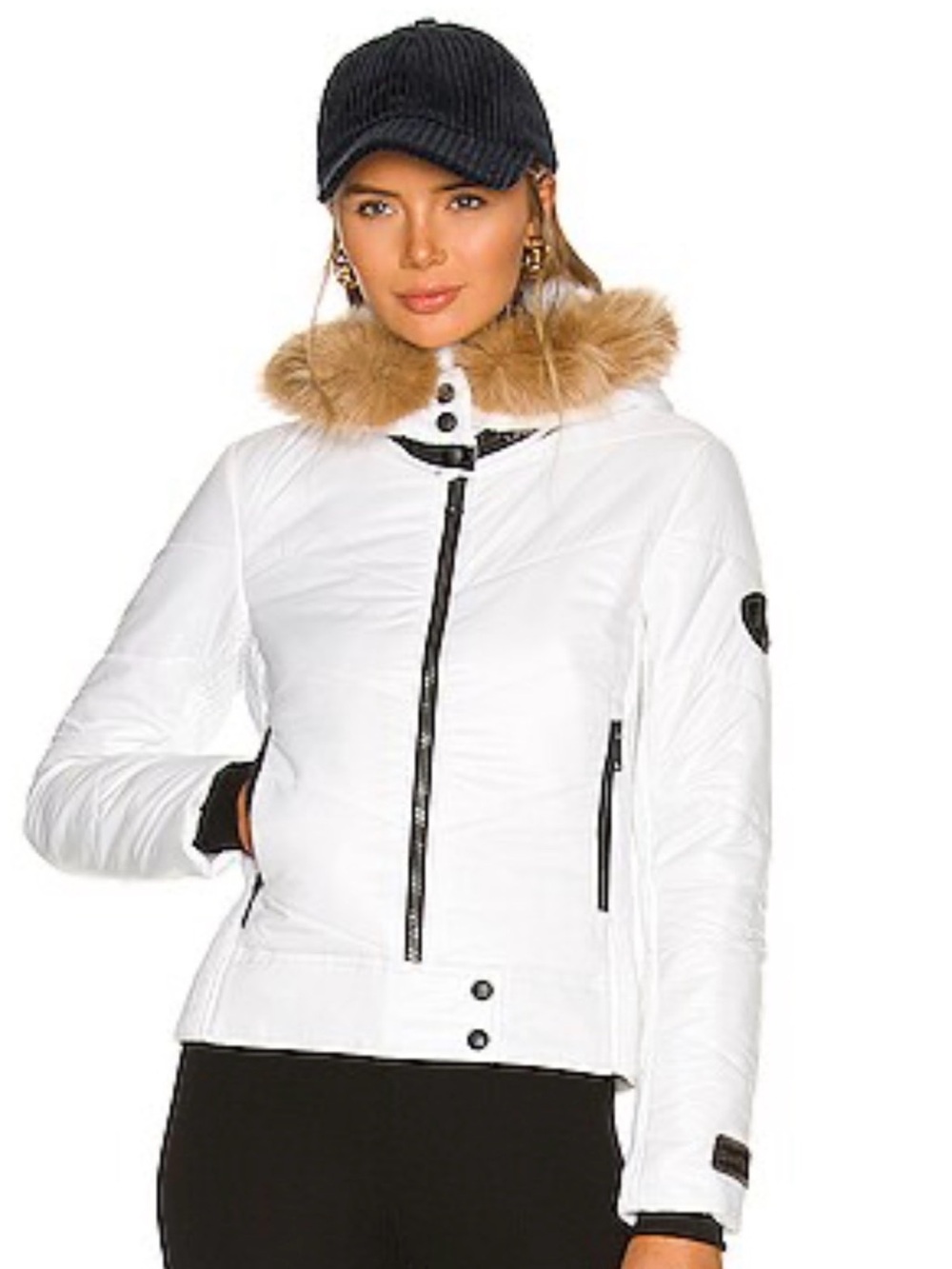 Alp N Rock White Ski Jacket with Faux-Fur Trim Hood